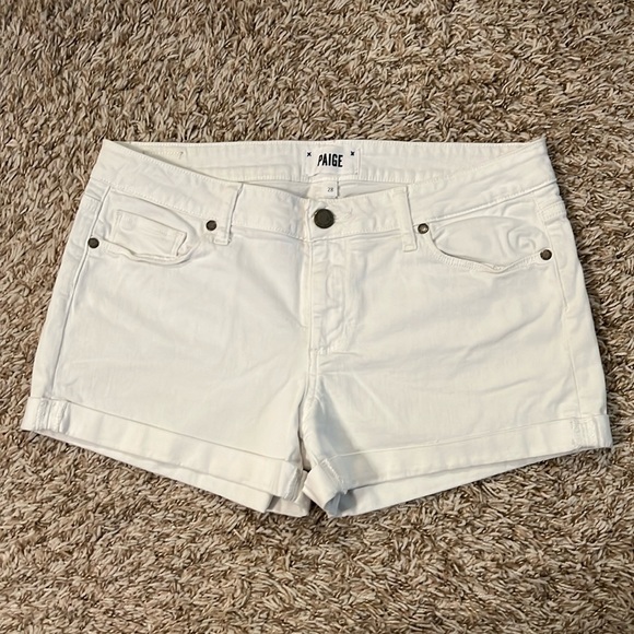 PAIGE Pants - PAIGE jeans jimmy jimmy white rolled cuff shorts Sz 28 casual summer denim beach